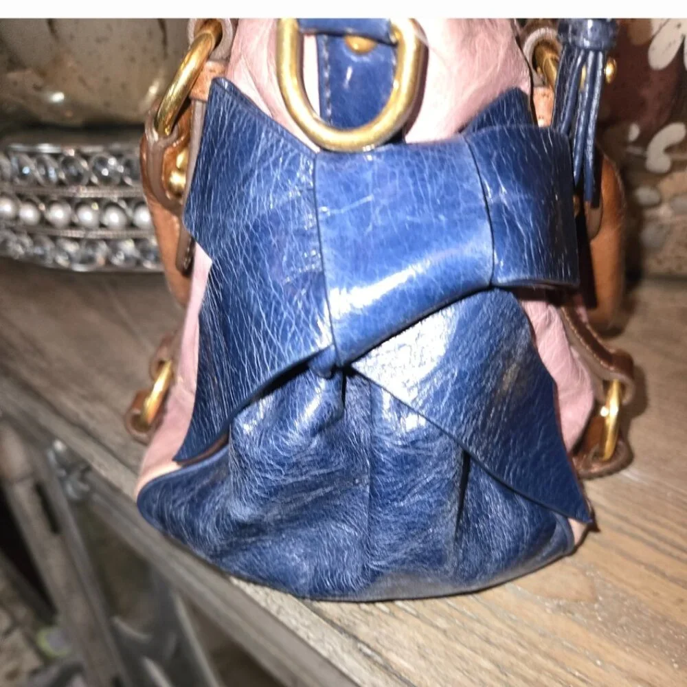 EUC Authentic Rare Tricolor MiuMiu Vitello 2 way Satchel - Picture 4 of 15